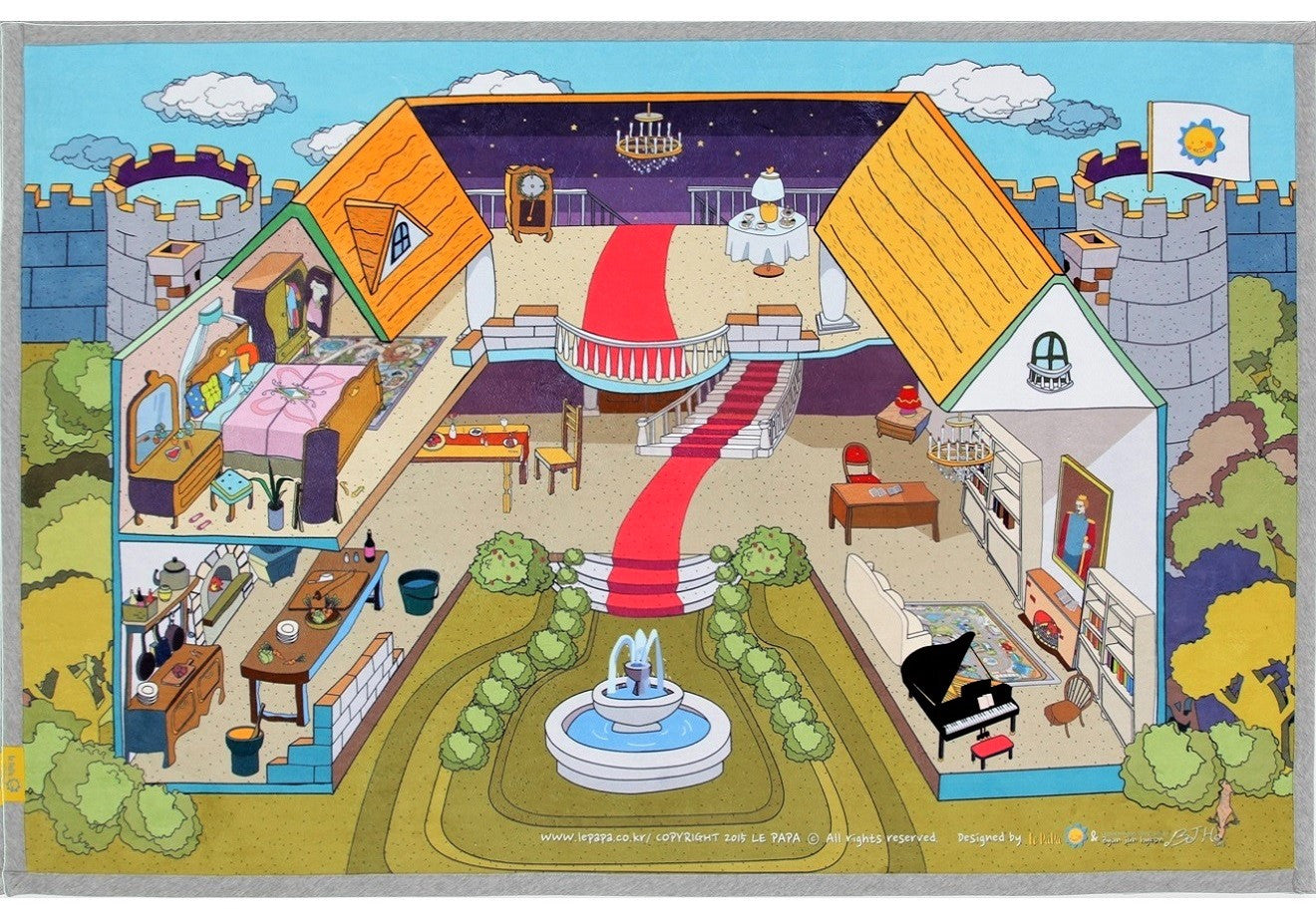 Kids’ Rug, Princess Castle Play mat for Girls’ Room Décor 59“ x 39